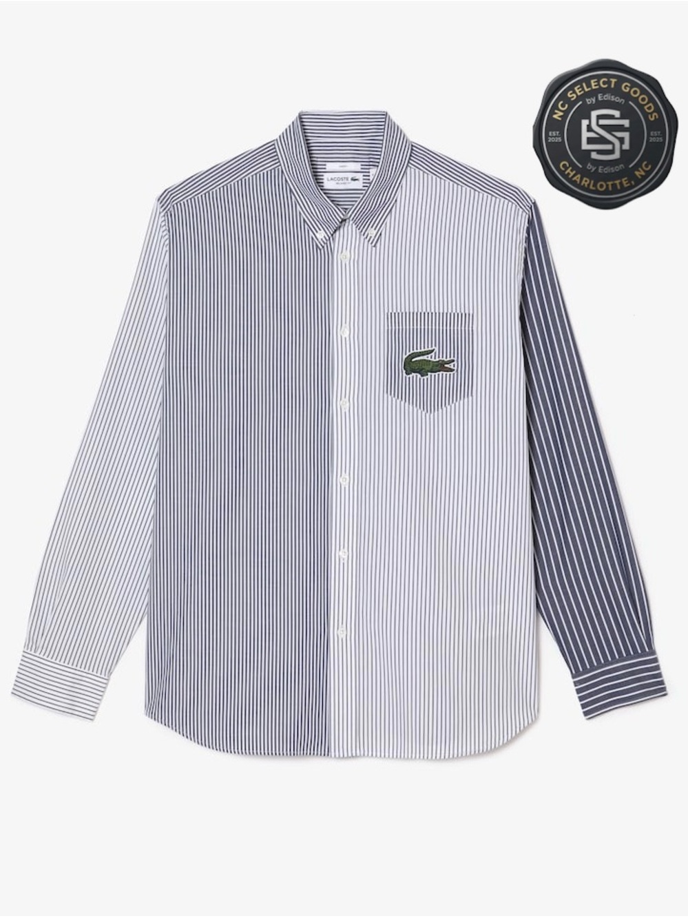 Lacoste Unisex Large Croc Striped Cotton Shirt Casual Long Sleeve Size Medium
